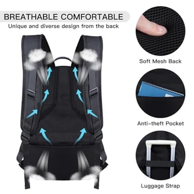 tazbuzo 50L Travel Backpack, Extra Large Backpack, Laptop Backpack for Men, big Backpack, Water Resistant TSA Approved Business Work College School Computer Bag with USB Port, Fits 17 Inch Laptops - Image 4