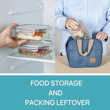 Vtopmart 5Pack 22oz Glass Storage Containers with Lids, Glass Meal Prep Food Container Sets with Snap Airtight Lids for Microwave, Oven, Freezer and Dishwasher - Image 5