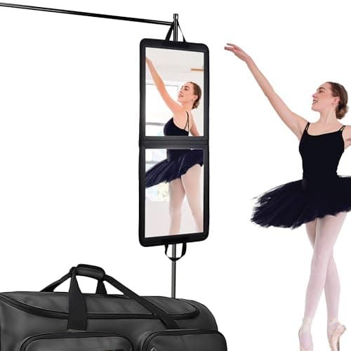 LPHUMEX Foldable Portable Full Length Mirror for Camping, Travel, Dancers, 32x13 Inch, Black, Hanging Folding Mirror for Dance, Full Body Travel Mirror - Image 1