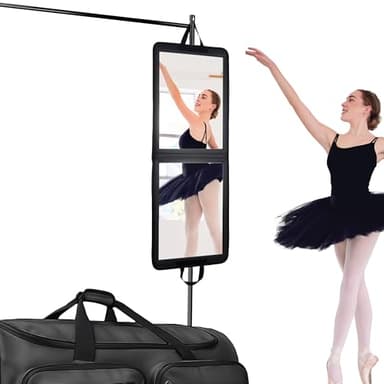 LPHUMEX Foldable Portable Full Length Mirror for Camping, Travel, Dancers, 32x13 Inch, Black, Hanging Folding Mirror for Dance, Full Body Travel Mirror - Image 1