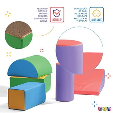 Play22 Soft Climbing Toys for Toddlers Indoor - 5 PC Baby Foam Climbing Blocks, PU Leather Gym Climb and Crawl Play Set Waterproof and Easy to Clean - Image 4