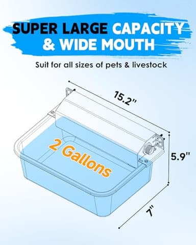 PETIMI Automatic Dog Water Dispenser, 2 Gallons 304 Stainless Steel Dog Water Bowl for Indoor/Outdoor, Large Water Bowl for Pets & Livestock, Anti Tip, Wide Mouth, Water Auto Fill, Fit GHT 3/4" Faucet - Image 3