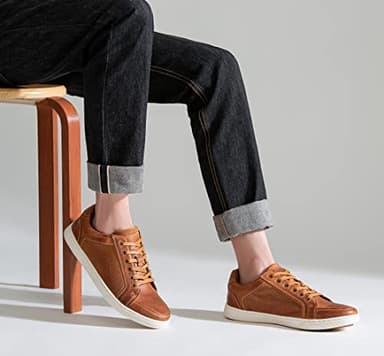 Jousen Men's Fashion Sneakers Classic Retro Casual Shoes for Men Breathable Business Dress Sneaker (AMY870 Yellow Brown 10.5) - Image 6