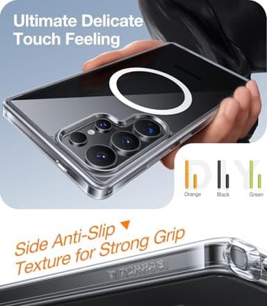 TORRAS Magnetic Shockproof for Samsung Galaxy S25 Ultra Case, [Fit for MagSafe][4X Military Grade Protection][Anti-Yellowing] Magnetic Slim Clear Case for Samsung S25 Ultra Case, Diamond Clear - Image 6