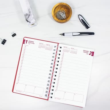 Brownline® 2025 DuraFlex Daily/Monthly Planner, Appointment Book, 12 Months, January to December, Twin-Wire Binding, 8" x 5", Raspberry (CB634V.RAS-25) - Image 7