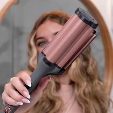 Hairitage 3 Barrel Curling Iron for Beach Waves and Curls - Ceramic Tourmaline Crimping Iron - Hair Waver for Mermaid Waves - Pink Barrel Curling Iron - Reduce Frizz + Increase Shine - All Hair Types - Image 6