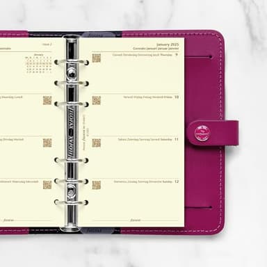 Filofax Calendar Diary Refill, Personal/Compact Size, Week-to-View, Cotton Cream Paper, Unruled, Multilingual: Five Languages, 2025 (C68413-25) - Image 7