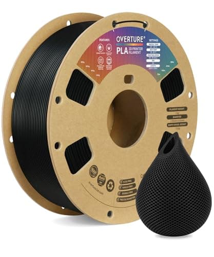 OVERTURE PLA Filament 1.75mm, Neatly Wound 3D Printer Filament 1kg Spool (2.2lbs), Dimensional Accuracy +/- 0.02 mm, Fit Most FDM 3D Printers (Black 1-Pack) - Image 1