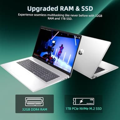 HP 2025 17-inch Laptop Computer - Intel 8-Core i3-N305, 17.3" HD+ Anti-Glare Display, Win 11 Pro, Ai Copilot, Numeric keypad, HDMI, Wi-Fi 6, for Business & Student, w/Accessories(32GB RAM | 1TB SSD) - Image 5