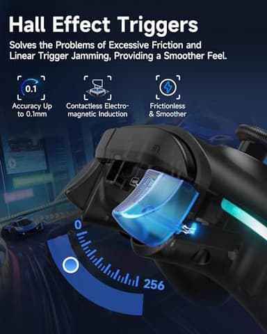 EasySMX X15 PC Controller - Enhanced Wireless Bluetooth Controller with Hall Joysticks/Hall Triggers/RGB Lighting - No Stick Drift, No Dead Zone - Work for Windows PC, Android, Steam and Switch - Image 5