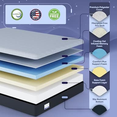 Celestial Sleep Gel Memory Foam Mattress in a Box, Made in The USA, CertiPUR-US® Certified Foam, Oeko-Tex, and Fiberglass-Free Certified Bed, 10 inch Medium - Queen - Image 2