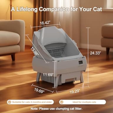 Automatic Cat Litter Box Self Cleaning - APP Control, Open-Style Design, Smart Health Monitor, Suitable for Medium Cats and Kittens, Safe Anti-Pinch, Quiet, A Lifelong Companion - Grey - Image 7