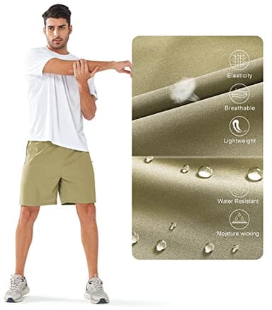 NORTHYARD Men's Athletic Running Shorts Quick Dry Workout Shorts Lightweight Sports Gym Basketball Shorts Hiking Exercise Khaki-7 inches L - Image 5