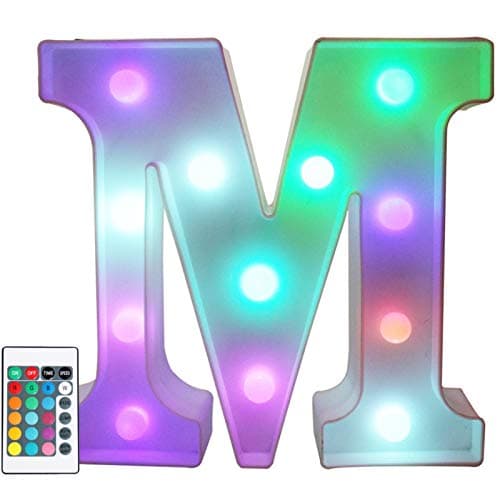 Pooqla Colorful LED Marquee Letter Lights with Remote – Party Bar Letters with Lights Decorations for The Home - Multicolor M - Image 1