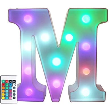 Pooqla Colorful LED Marquee Letter Lights with Remote – Party Bar Letters with Lights Decorations for The Home - Multicolor M - Image 1