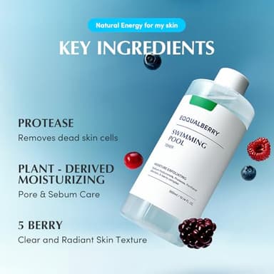 EQQUALBERRY Swimming Pool Toner - Korean Toner for Daily Exfoliating & Deep Hydration with Natural Enzyme Protease & Hyaluronic Acid, For Sensitive Skin, 10.14 Fl Oz (300ml) - Image 5