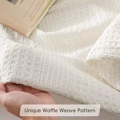 David's Home Cozy Waffle Weave Throw Blanket, Ultra Soft Breathable Lightweight Skin-Friendly Throw for Summer, Elegant Room Decor for Couch Bed Sofa Car Travel, White - Image 6