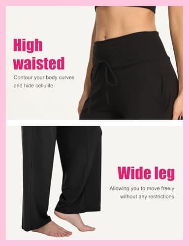 Showitty 1/3 Pack Wide Leg Yoga Pants for Women, Comfy Lounge Pajama Sweatpants Loose Causal Palazzo with Pockets - Image 3