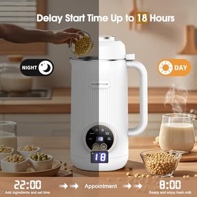MAGETANG 7 in 1 Nut Milk Maker Machine 28oz Automatic Almond Milk Maker for Homemade Coconut, Oat, Soy, Plant-Based Milk, Juice with 18H Delay Start/6H Keep Warm/Self Cleaning - Image 5