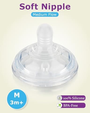Silicone Baby Bottle Nipples for Tommee Natural Start Anti-Colic Bottles &Advanced Anti-Colic Bottles,Closer to Nature Bottles,Medium Flow,Size 2 Nipple,3m+, 6 Count - Image 2