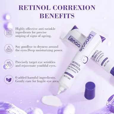 Eye Cream, Retinol Eye Cream for Dark Circles, Puffiness Anti Aging, With Hyaluronic Acid, Peptides, Caffeine Reduces Bags, Smooths Wrinkles & Fine Lines, Dark Circles Under Eye Treatment - Image 4