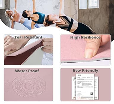 Non Slip, Pilates Fitness Mats, Eco Friendly, Anti-Tear 1/4" Thick Yoga Mats for Women, Exercise Mats for Home Workout with Carrying Sling (72"x24", Parfait Pink & Gray) - Image 3