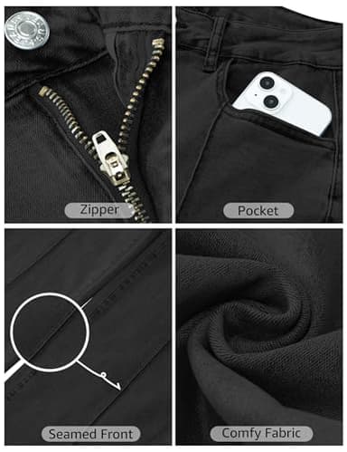 Luvamia Wide Leg Jeans - Black Trousers Pants for Women, Straight Leg, Baggy, Y2K Western Outfit, Size Medium (8-10) - Image 3