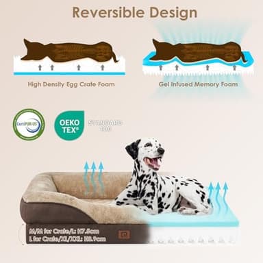 EHEYCIGA Memory Foam XL Dog Bed for XLarge Sized, Extra Large Orthopedic Dog Sofa with Sides and Waterproof Liner, Washable Bolster Pet Bed Couch with Removable Cover, 42x30x7.5 Inch, Brown - Image 3