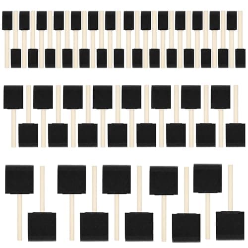 72 Pcs Foam Paint Brushes, Wood Handle Sponge Brushes for Staining, Varnishes, and DIY Craft Projects (1'', 2'' and 3'') - Image 1