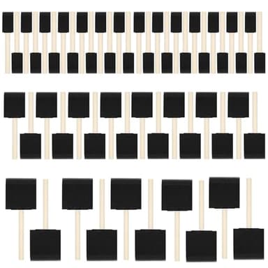 72 Pcs Foam Paint Brushes, Wood Handle Sponge Brushes for Staining, Varnishes, and DIY Craft Projects (1'', 2'' and 3'') - Image 1