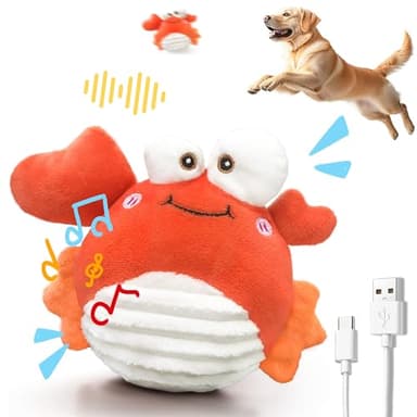 GUKCO Crab Interactive Dog Toys – Rechargeable Self-Play Toy with Motion-Activated Ball & Music Recording Modes for Small, Medium & Large Dogs, Moving Dog Toy to Keep Them Busy - Image 1