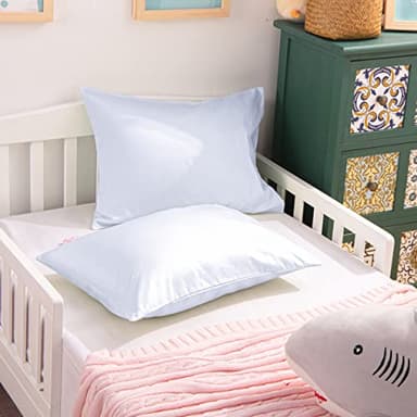 NTBAY Egyptian Cotton Toddler Pillowcases - Set of 2 - Travel Pillow Cases - 500 Thread Count Cotton 13x18 Pillow Covers - Envelope Closure Nursery Pillowcases, 13x18 Inches, White - Image 5