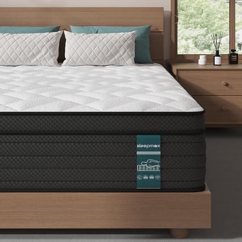 Sleepmax Extra Firm Queen Mattress 12 Inch - Deep Sleep Hybrid Mattress Pressure Relief - No Sagging Bed in a Box for Back & Side Sleepers - Fiberglass-Free, CertiPUR-US Certified, 365-Night Trial - Image 1