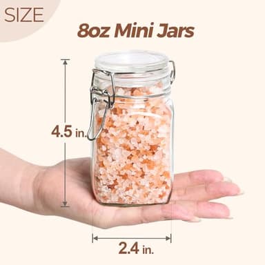 ComSaf Small Glass Jars with Airtight Lid Set of 12, Spice Jars 8 oz, Mason Jars 8 oz, Small Canning Jar, 8oz Jars with Lids for Kitchen, Jam, Jelly, Honey, Dessert, Salad, Shower Wedding Favors - Image 2