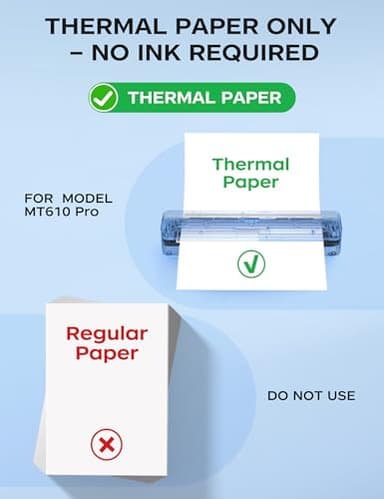 PRT Portable Printer Wireless for Travel, Inkless Bluetooth Small Mobile Thermal Printer, Support 8.5" X 11", A4, Compatible with iOS, Android, Laptop for Home Use, Office & Vehicles, 300 DPI, White - Image 5