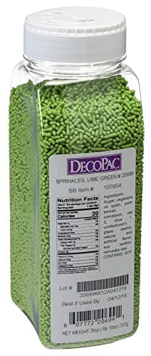 DecoPac Lime Green Sprinkles | Extra Large 26oz Pack | Cake Sprinkle Mix, Fancy Sprinkles For Cake Decorating, Handheld Container, Candy Sprinkles, Cake Sprinkles - Lime Green - Image 1