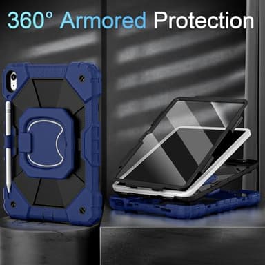 Auizotl Case for iPad (A16) 11th Gen 11 Inch (2025) /iPad 10th Gen 10.9 Inch (2022) with Screen Protector/Rotating Stand/Pencil Holder,Military Grade Shockproof i Pad Case 10th Generation,Navy Black - Image 2