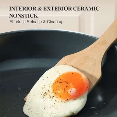 PRICUSIS Nonstick Ceramic Frying Pan with Lid, Non Toxic Skillet, Healthy Egg Pan Nonstick Omelet Pan Chef's Pan, PTFE PFOA & PFAS Free, Induction Compatible (8Inch W/L) - Image 5
