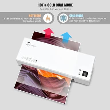 Buyounger Laminator Machine with 40 Laminating Sheets, A4 Laminator Thermal and Cold with Paper Trimmer & Corner Rounder, 9-Inch Laminating Machine for Home School Office - Image 3