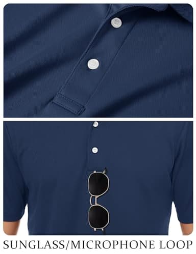 TACVASEN Mens Golf Shirt Dry Fit Mens Polo Shirts Short Sleeve Performance Golf Polos for Men with Collar Work Shirts Navy, 2XL - Image 4