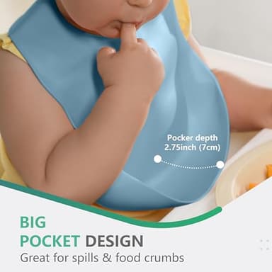 Cuddle Campus Set of 3 Silicone Bibs for Babies & Toddlers,Soft Adjustable Bibs with Pocket Food Catcher for Baby Girl,Boy(Set 8) - Image 3