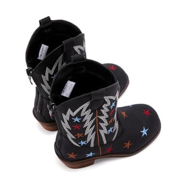 BMCiTYBM Girls Cowgirl Boots Unisex-Child Mid Calf Toddler Cowboy Boots Little Kids Western Boots Square Toe All Seasons Shoes Multi-Black Size 8 Toddler - Image 5