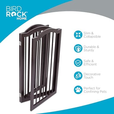 INTERNET'S BEST Arched Top Dog Gate | 3 Panel, 36" H Wooden Pet Barrier for Dogs or Cats | Freestanding Folding Room Divider for Doorways, Hallways, Stairs, and Porch | Portable, Extra Wide | Espresso - Image 3