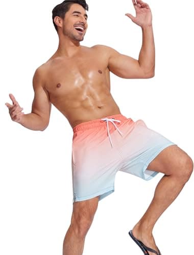 SILKWORLD Mens Swim Trunks Quick Dry Bathing Suits Shorts with Zipper Pockets, MQ18_Zip_P16, Medium - Image 4