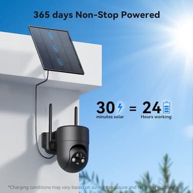 ELYSOO Solar Camera Outdoor Wireless for Home Security, 360°Panoramic View, Outdoor Camera Wireless, 2K HD Color Night Vision, 2.4GHz Wi-Fi, IP65, 2pack - Image 4