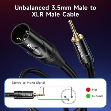 Cable Matters 3.5mm to XLR Cable - 6ft, Male to Male XLR to 1/8 Inch Cable, Compatible with iPod, MP3 Player, Laptop, Voice Recorder, and More, Black – Not for Microphone Use - Image 2