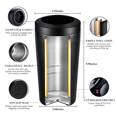 4 in 1 Insulated Slim Can Cooler for 12 OZ Cans and Beer Bottle - Keep 8 Hours Cold, Easy to Hold - Stainless Steel Can Holder, Double Walled Can Insulator for Hard Seltzer and Etc. - Image 5
