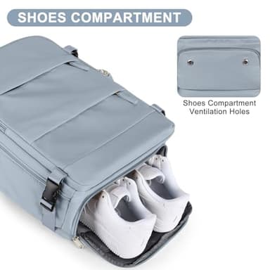 coofay Large Travel Backpack For Women Men Airline Approved Carry On Backpack Flight Approved Waterproof Sports Luggage Backpack Casual Daypack Hiking Backpack Grey Blue - Image 6
