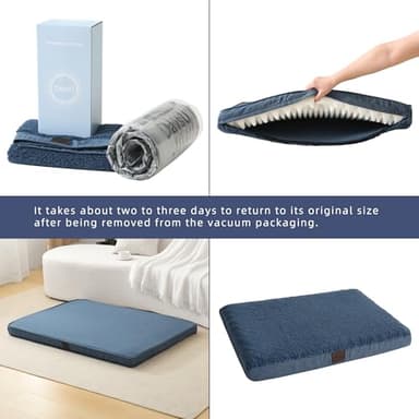 DaysU Large Dog Bed for Large Dogs, Orthopedic Dog Beds with Removable Washable Cover, Egg Crate Foam Pet Bed Mat, Light Navy, Suitable for Dogs Up to 65 Ibs, 36x27x3in - Image 5