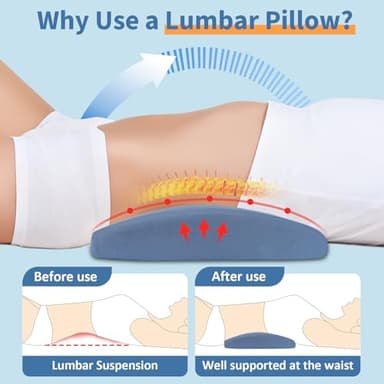 Lumbar Support Pillow for Bed Relief Back Pain: Lower Back Pillow for Sleeping - Memory Foam Waist Pillow - Back Wedge Bolster Pillow for Side, Back&Stomach Sleepers - Bed Rest Pillow for Car, Sofa - Image 2